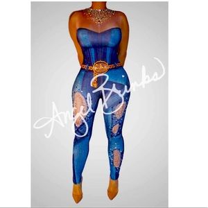 Angel Brinks Faux Denim One Piece
